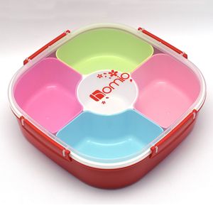 Bomo Five Compartment <b>Snack</b> <b>Box</b> Red 1-3L Eco Friendly Storage Container For Nuts And Candies - Product Image 2