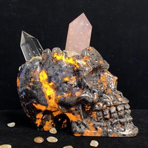 Cenicero con forma de calavera de <span class=keywords><strong>jade</strong></span> <span class=keywords><strong>verde</strong></span> natural y yooperlita al por mayor, 11-13 cm, artesanía de <span class=keywords><strong>piedra</strong></span> de cristal curativa para decoración y regalo - Product Image 1