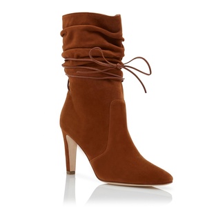 Taglie forti alla moda <span class=keywords><strong>marrone</strong></span>, in finta pelle scamosciata nera, stivaletti con <span class=keywords><strong>tacco</strong></span> a spillo da donna, scarpe con tacchi alti invernali - Product Image 5