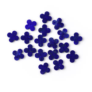 Trèfle à quatre feuilles naturel sur mesure en <span class=keywords><strong>lapis</strong></span>-lazuli, <span class=keywords><strong>pierre</strong></span> précieuse à dos plat, personnalisation en gros, fournisseur de pierres précieuses en forme de trèfle - Product Image 4