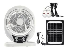 KINGSOL 저렴한 가격 8 인치 태양열 책상 테이블 팬 LED 조명 USB 태양 전지 패널 LiFePO4 충전식 팬 가정용 캠핑 외부 - Product Image 1