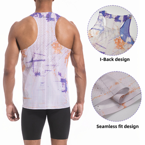 Wholesale <strong>Men's</strong> Sporty Run Event Tank Tops Breathable Lightweight Sublimated Running Music Festival <strong>Singlet</strong> <strong>for</strong> Marathon Race - Product Image 5