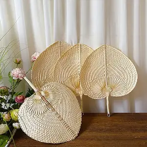 Bamboo Craft Weave Hand Fan Heart/ Handwoven Personalized Palm Hand Fans Rattan Fan