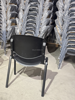 Chaise de bureau exécutive moderne, structure en fer, empilable, design ergonomique, finition noire durable, certifiée CE ISO pour usage commercial