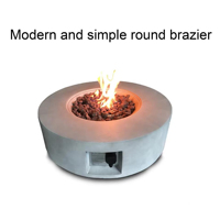 Brasero rond en béton gris foncé au gaz naturel de 30 pouces, table de feu extérieure avec design écologique pour le camping et le chauffage extérieur