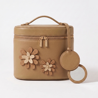 LZ Personalize: Necessaire de Couro Genuíno, Estojo Organizador de Maquiagem com Espelho Ajustável e Compartimentos para Higiene Pessoal