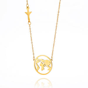 Collar con colgante de Mapa Mundial | Acero inoxidable chapado en oro PVD de 18 quilates | Joyería personalizada con mapa de país | Impermeable, hipoalergénico - Product Image 5