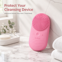 Brosse nettoyante électrique portable en silicone souple pour le visage, avec capuchon anti-poussière et housse de protection, vente en gros, usine OEM