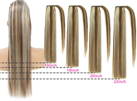 6/613 #   Extensions de cheveux naturels queue de cheval à enrouler, châtain foncé avec mèches blond doré, à clipser
