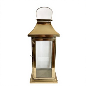 Porte-bougie en métal plaqué or, lanterne de luxe avec poignée, prix abordable, designs personnalisables, lanterne en métal, décoration de mariage - Product Image 1