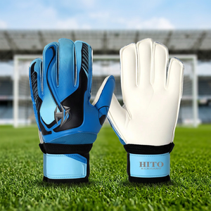 High Quality Custom Desgin Blue and White Soccer Goalkeeper Gloves 4mm Flat Palm German Latex - Product Image 3