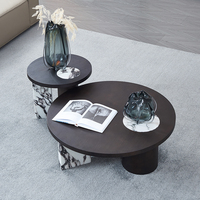 Ensemble de tables basses rondes en marbre et bois de luxe moderne, design italien, tables gigognes, table centrale, table d'appoint pour salon
