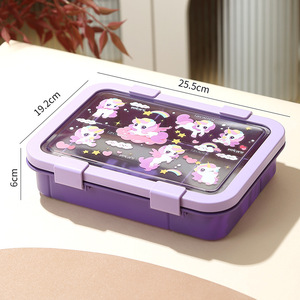 Boîte à lunch multi-compartiments de style dessin animé, grande capacité, avec fonction de chauffage au micro-ondes, pour les étudiants et les employés de bureau à emporter avec eux - Product Image 5