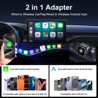 Adaptateur sans fil CarPlay pour voiture, mini dongle USB portable 2 en 1, nouveau bouton intelligent, Android Auto sans fil pour les voitures Apple iOS iPhone