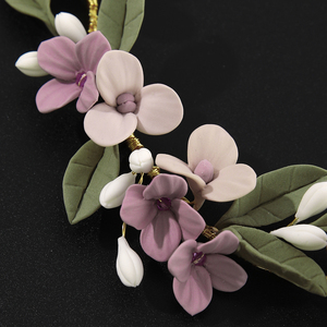 Couronne <span class=keywords><strong>de</strong></span> fleurs <span class=keywords><strong>de</strong></span> mariée semi-couronne style bohème faite à la main en pâte polymère, guirlande florale pour coiffure <span class=keywords><strong>de</strong></span> <span class=keywords><strong>mariage</strong></span> - Product Image 4