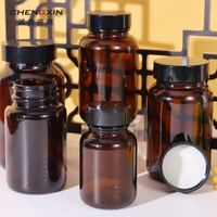 Stock d'usine – Bouteille en verre brun de 60g, 120g, 200ml avec capsule foncée, pot scellé, flacon vide de 15ml sérigraphié pour produits de santé