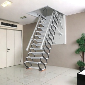 Escalier pliant métallique intérieur monté au plafond, escabeau escamotable manuel pour grenier - Product Image 2
