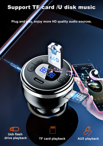 Adaptateur de charge rapide multifonctionnel SUNDA 9 en 1 QC 3.0 PD 30W pour <span class=keywords><strong>voiture</strong></span>, nouveau, avec affichage numérique, radio FM, appels mains libres - Product Image 6