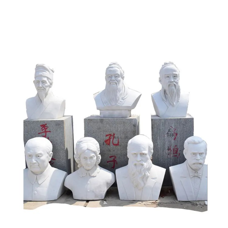 Sculptures en pierre du buste de grand homme, 17 cm, Feng li-zhen, doo Zedong, Sculpture en pierre, pour décoration extérieure du Campus