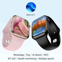 Montre connectée unisexe W11Pro, écran AMOLED, étanche 3ATM, GPS, NFC, paiement sécurisé, moniteur de fréquence cardiaque, alarme fitness, iOS/Android