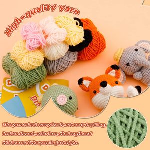 3 Pcs DIY <strong>Crochet</strong> Animal <strong>Kit</strong> Easy Follow Instructions Starter Yarn <strong>Kit</strong> for Fox Elephant Dinosaur Plush Dolls Creative Paste Toys - Product Image 4