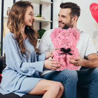Cadeaux de la Saint-Valentin, décoration, ours en roses, fleur artificielle avec boîte, lumières, ours en peluche pour femme, petite amie, cadeau d'anniversaire, fleur