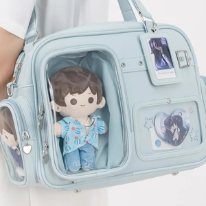 Borsa a Tracolla <span class=keywords><strong>Ita</strong></span> <span class=keywords><strong>Bag</strong></span> Giapponese Cool Star Nera e Rossa con Doppia Finestra per Spille Merch Anime - Product Image 5