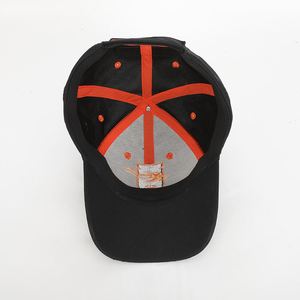 Casquettes de baseball brodées personnalisées OEM pour hommes, en tissu respirant de haute qualité, 6 panneaux, noires, avec logo et passepoil - Product Image 6
