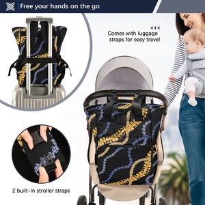 Fashion <b>Black</b> Puakenikeni Lei Flower Waterproof Mommy Travel Bag Custom Design Hawaii Baby Diaper <b>Backpack</b> - Product Image 4