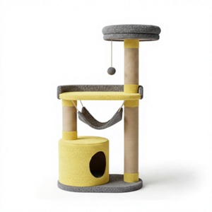 Arbre à chat écologique Juno avec matériau en jute à bords doux, grand espace, design durable pour les félins choyés - Emballage en carton - Product Image 1