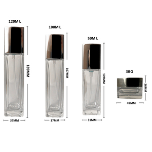 Botellas de Vidrio Transparentes Personalizadas para el Cuidado de la Piel con Tapa Plateada, Envases para Crema y Loción, Pulverizador <span class=keywords><strong>Doully</strong></span> TZRY001 - Product Image 2