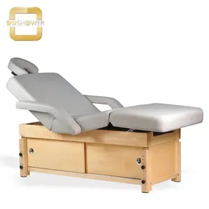 spa massage bed with wooden base for massage beds spa manual adjusted of beauty massage bed table