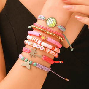 ชุดกำไลข้อมือแฟชั่นสุดเก๋ สีสันสดใส ลายต้นมะพร้าว เต่าทะเล ทำจากดินโพลิเมอร์ งานถักทอ เครื่องประดับสำหรับทุกเพศ สไตล์ชายหาดฤดูร้อน - Product Image 2