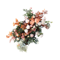 Pièces centrales décoration de table de mariage grande rose violette artificielle allée fleurs rangée accessoires d'arrangement de scène pour la réception
