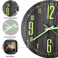 Horloge murale de 12 pouces, style Art déco antique, design lumineux, aiguilles en quartz MDF, simple face, pour salon, chambre, bureau, veilleuse