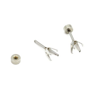 Clous d'oreilles en acier inoxydable avec fermoirs à vis et coupelles à griffes pour la fabrication de boucles d'oreilles, formes variées, couleur acier - Product Image 5