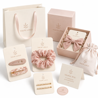 Ensemble d'emballages personnalisés pour cheveux avec logo, cartes de présentation, chouchous, nœuds, sacs en papier, autocollants, pochettes – Solution d'emballage complète