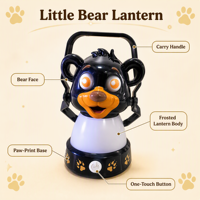 Lanterne de camping pour enfants en forme d'ours, ensemble 2 en 1, lumière LED rechargeable, 3 modes, portable, partage d'énergie pour les aventures en plein air et la nuit
