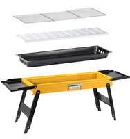 Barbecue portable pliable avec support de rangement, camping en plein air, pique-niques, barbecue, facile à assembler
