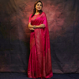 Wholesale Luxury Banarasi Silk <b>Saree</b> <b>for</b> <b>Women</b> | Premium Woven Zari Border Wedding Party Wear Designer <b>Saree</b> with Blouse Piece - Product Image 1