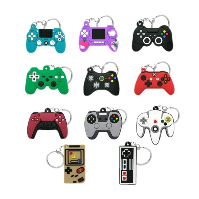 Wholesale Orange Guy Model 7060 Durable Rubber Key Chain New Design Game Machine Mini Cartoon Gamepad Joystick Key Holder Keys