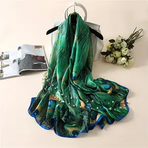 Custom High Quality European Vintage Style Silk Scarf Women Luxury Designer Horse Flower Printed Satin Silk Scarf Women