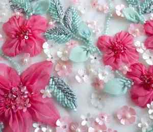 Premium Quality Beaded Fabric with Hand Embroidered Floral Designs and <b>Crystal</b> Sequins Ideal for Couture Fashion Designers - Product Image 2