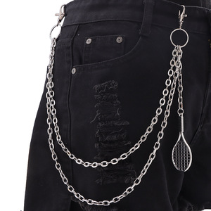 Hip Hop mode multi-couche chaîne taille chaîne femme mode Cool plume <span class=keywords><strong>raquette</strong></span> pendentif poche chaîne <span class=keywords><strong>pour</strong></span> <span class=keywords><strong>pantalon</strong></span> - Product Image 1