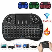Keyboard nirkabel lampu latar 2.4GHz I8, Keyboard nirkabel Mini bantalan sentuh I8, Keyboard dengan lampu latar untuk Tv Android