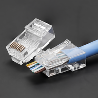 Conector RJ45 Pasante para Cable Ethernet Cat5e/Cat6, Enchufe Modular con Carcasa Transparente y Contactos de Cobre