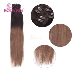 Extensions de cheveux à clips KSWIGS, directement de l'usine, 100% cheveux humains vierges Remy, cuticules alignées, pour la vente en gros aux salons. - Product Image 1