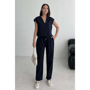 เสื้อเบลาส์ผ้าลินินคอวีสำหรับผู้หญิง - Product Image 6