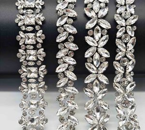 Tissu en dentelle perlée de luxe, <span class=keywords><strong>strass</strong></span>, paillettes, perles de verre - Adhésif thermofusible, style tige, forme œil de cheval <span class=keywords><strong>pour</strong></span> la couture de vêtements, garniture - Product Image 6
