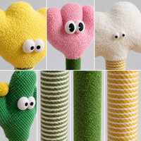 Ensemble de 5 griffoirs pour chats en forme de dessin animé avec de jolies têtes en peluche en forme de fleur, nuage et cactus, et corde en sisal pour chats